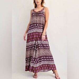 2 colors - See listing- Easel Blue or Purple Print Jumpsuit with Palazzo Legs